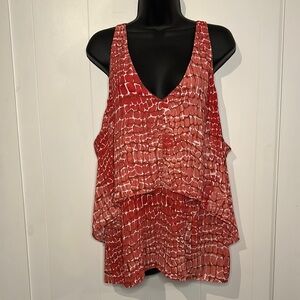 White House Black Market Pink Patterned Tank Top